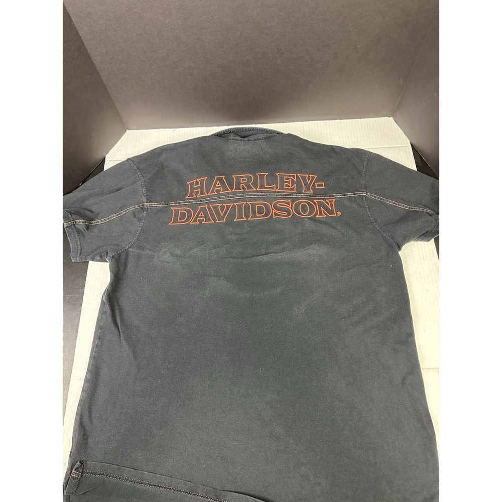 Harley Davidson Polo Golf Shirt Mens Lrf Black Motorcycle Embroidered Back Logo - Picture 5 of 7
